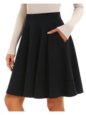 Knee Length Flared A-Line Skirt Casual Office Travel Wear